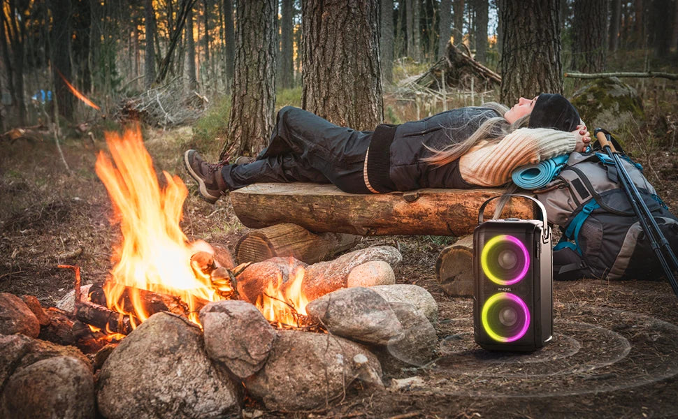 W-KING Altavoces portátiles para fiesta de 80W RMS Boombox inalámbrico Bluetooth/4 controladores (bajo de 2*4,04 pulgadas), altavoz grande con sonido enorme de 105dB