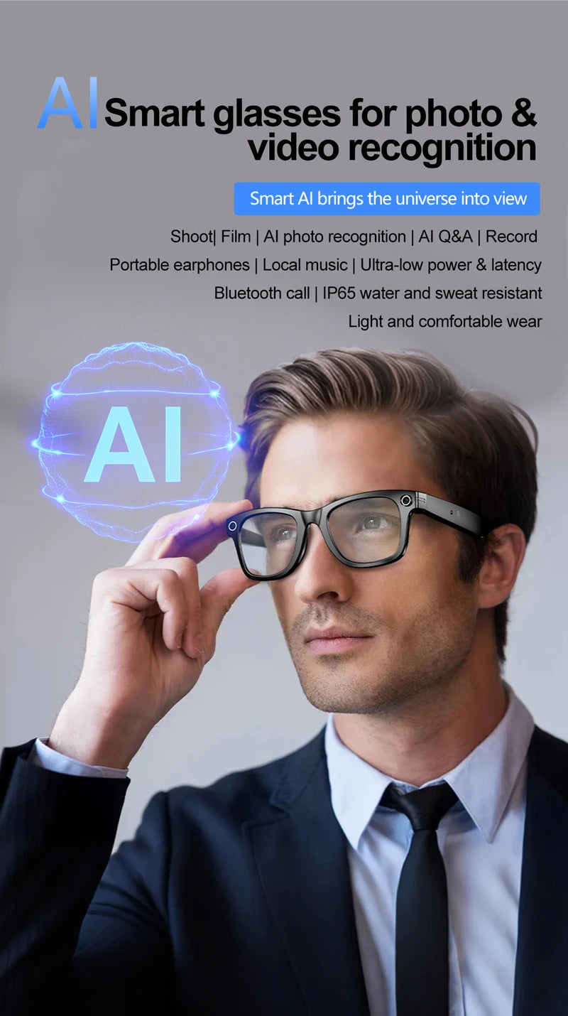 Gafas inteligentes Xiaomi para grabar vídeos, reconocimiento de fotos Ai, traducción de respuesta, batería grande, gafas Bluetooth impermeables Ip65