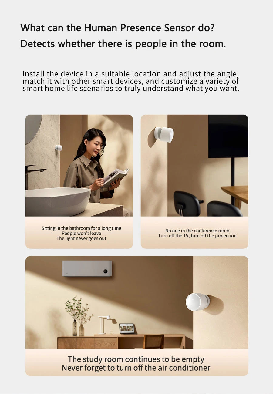 Xiaomi Mijia-Sensor de presencia humana, conexión inalámbrica inteligente para el hogar, Bluetooth 5,0, sensores de movimiento corporal para aplicación Mi Home XMOSB01XS
