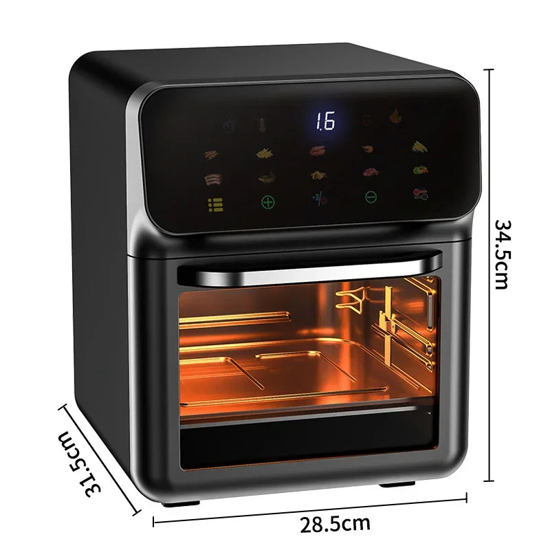 Freidoras de aire eléctricas de gran capacidad de 10L, cocina doméstica automática sin aceite 360 ° Horno de convección para hornear freidora sin aceite