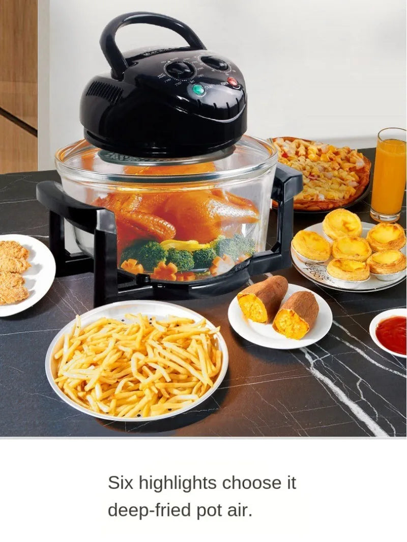 Freidora de aire de 12L, freidoras eléctricas sin aceite, horno automático Visible para el hogar, freidora multifuncional, sartén para patatas fritas de 220V