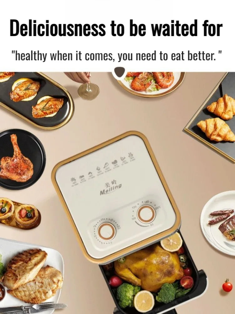 Freidora de aire de 3,2l, freidora eléctrica para cocinar, gran capacidad, máquina para freír francesa inteligente sin aceite, horno, cocina automática 360 ° Hornear
