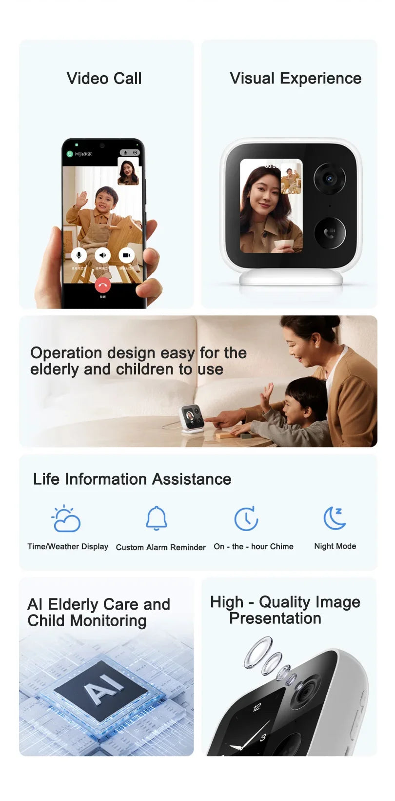 XIAOMI Cámara inteligente Edición de videollamada, pantalla grande de 3,5 pulgadas, 4MP 2,5 K, monitor de bebé de seguridad para el hogar, versión china con adaptador