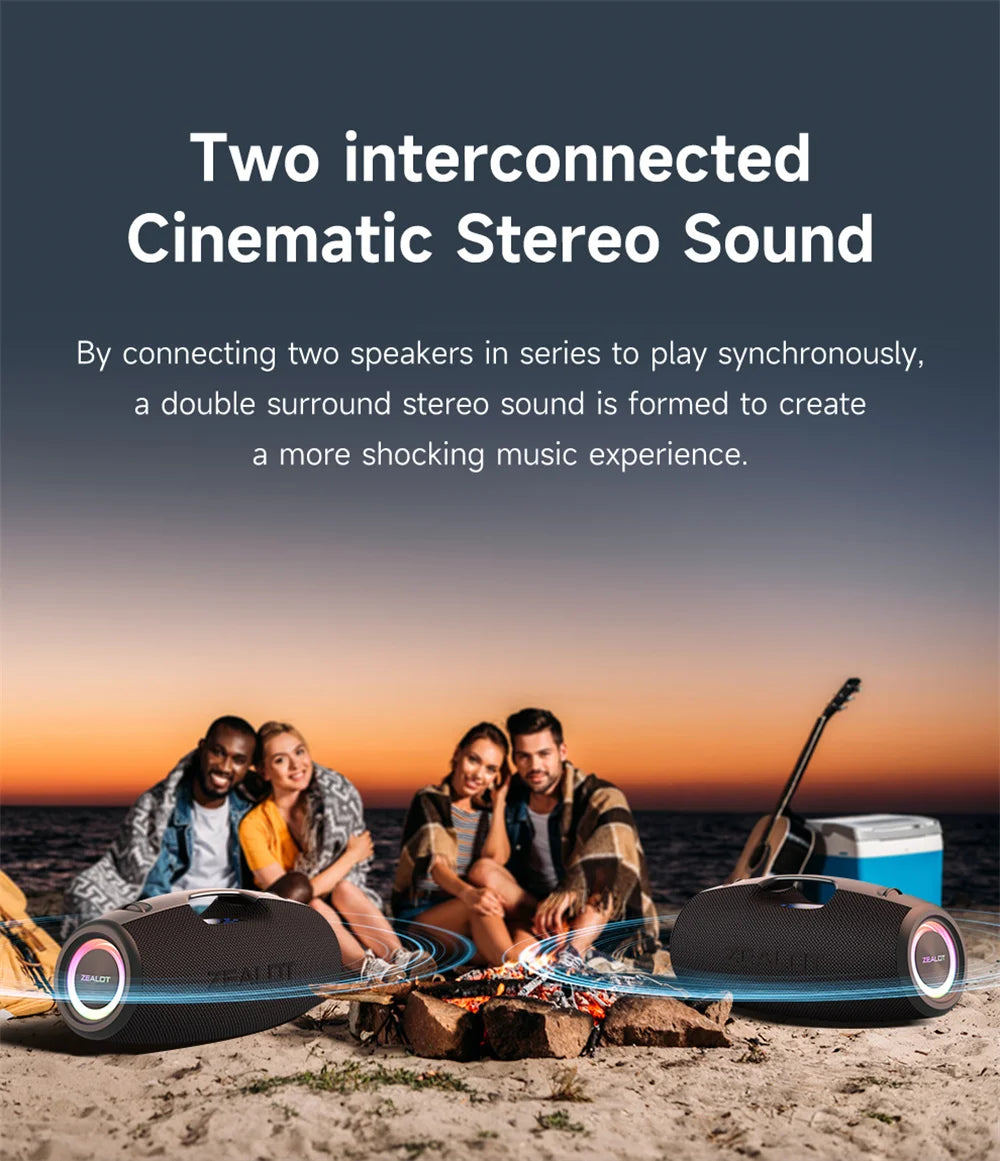 ZEALOT-S78 Altavoz Bluetooth portátil de 120W, altavoz para Fiesta al aire libre, altavoz grande, excelente rendimiento de graves, altavoz Hifi