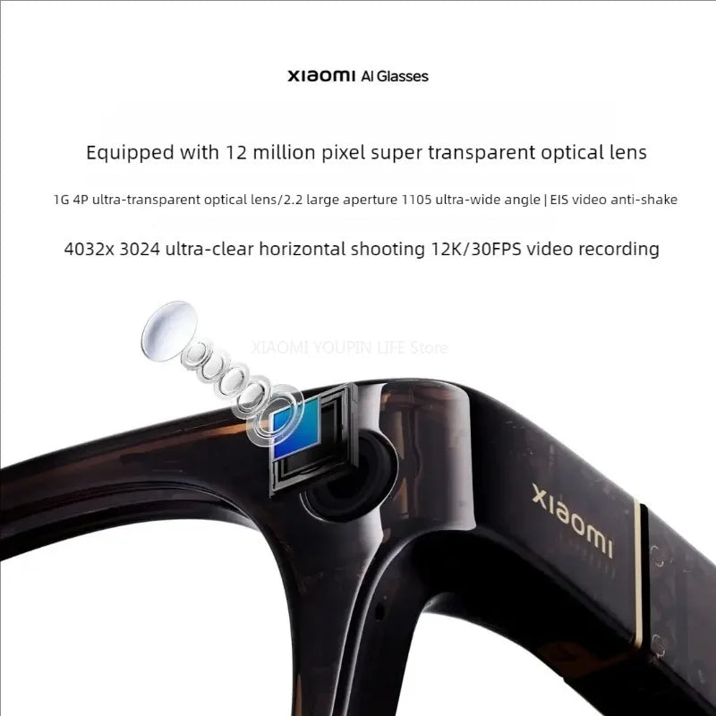 Gafas inteligentes originales Xiaomi AI, gafas fotocromáticas con cámara de acción, conectividad Bluetooth y Control por voz, regalo para primera persona