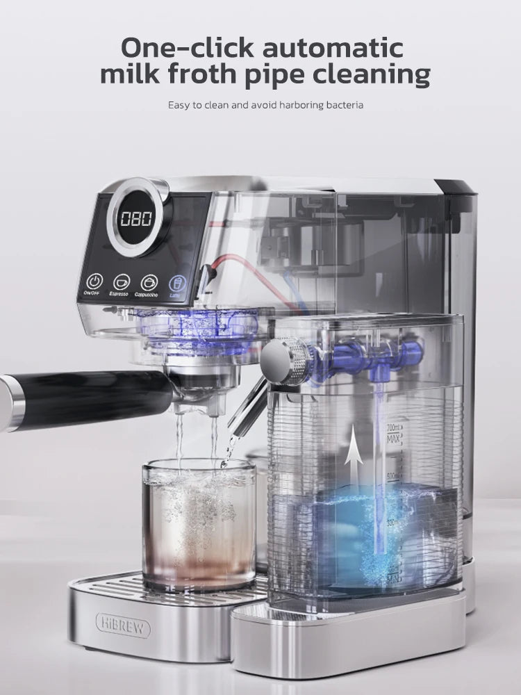 HiBREW-máquina de café expreso semiautomática 3 en 1, capuchino, Latte, espuma de leche automática, café molido, acero inoxidable H13A