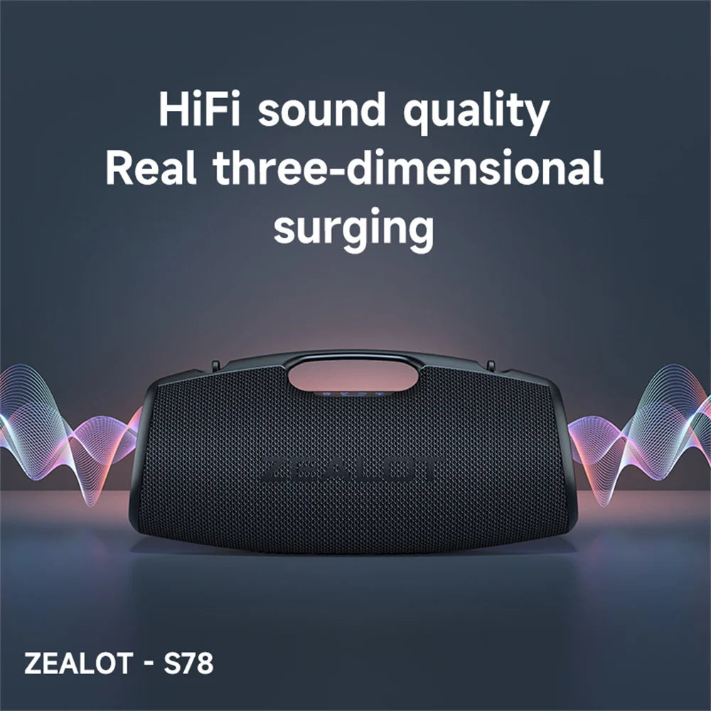 ZEALOT-S78 Altavoz Bluetooth portátil de 120W, altavoz para Fiesta al aire libre, altavoz grande, excelente rendimiento de graves, altavoz Hifi