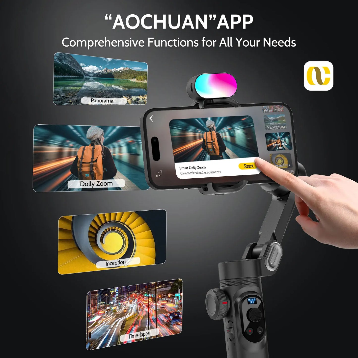 Estabilizador de cardán para teléfono inteligente AOCHUAN Smart Xpro, estabilizador profesional de 3 ejes para teléfono inteligente iphone y Android, cardán de mano