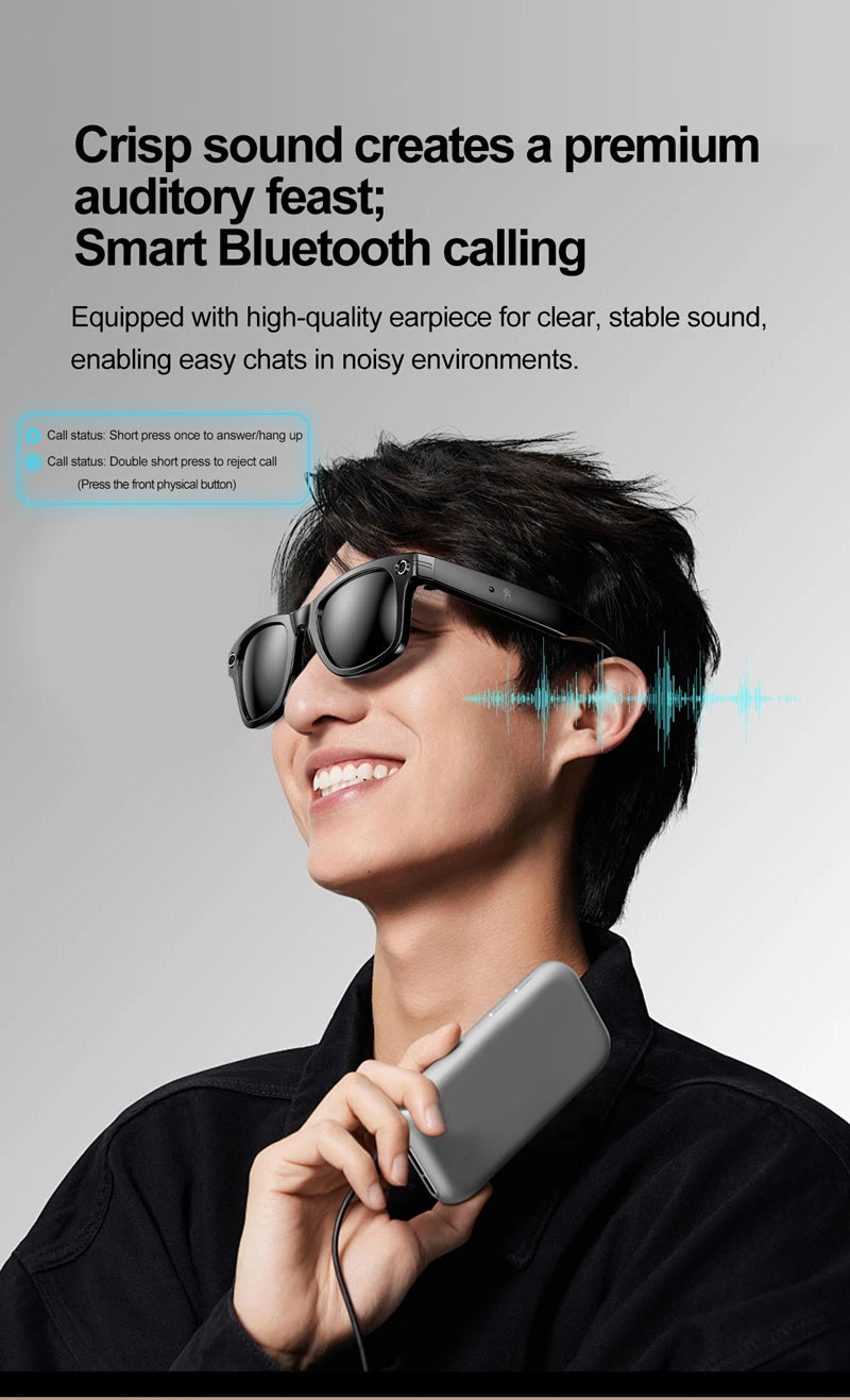 Gafas inteligentes Xiaomi para grabar vídeos, reconocimiento de fotos Ai, traducción de respuesta, batería grande, gafas Bluetooth impermeables Ip65