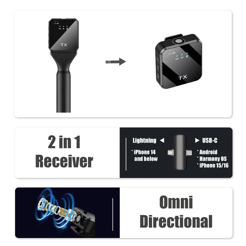 NUNAVO Microfono inalambricos entrevista profesional micrófono inalámbrico micrófono mango adaptador micrófono adaptador de mano teléfono inteligente