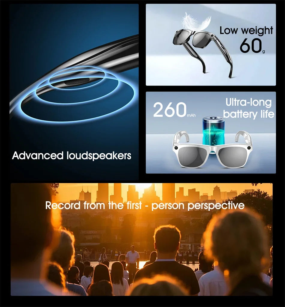 Xiaomi 4K HD AI gafas inteligentes Chat GPT 100MP cámara Bluetooth llamada 260Mah batería asistente de voz Control gafas inteligentes 2025