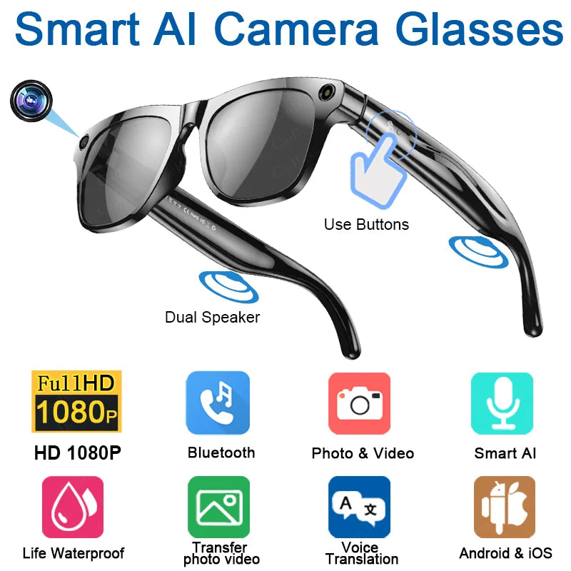 Xiaomi 4K HD AI gafas inteligentes Chat GPT 100MP cámara Bluetooth llamada 260Mah batería asistente de voz Control gafas inteligentes 2025