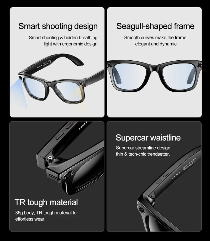 Gafas inteligentes Xiaomi para grabar vídeos, reconocimiento de fotos Ai, traducción de respuesta, batería grande, gafas Bluetooth impermeables Ip65