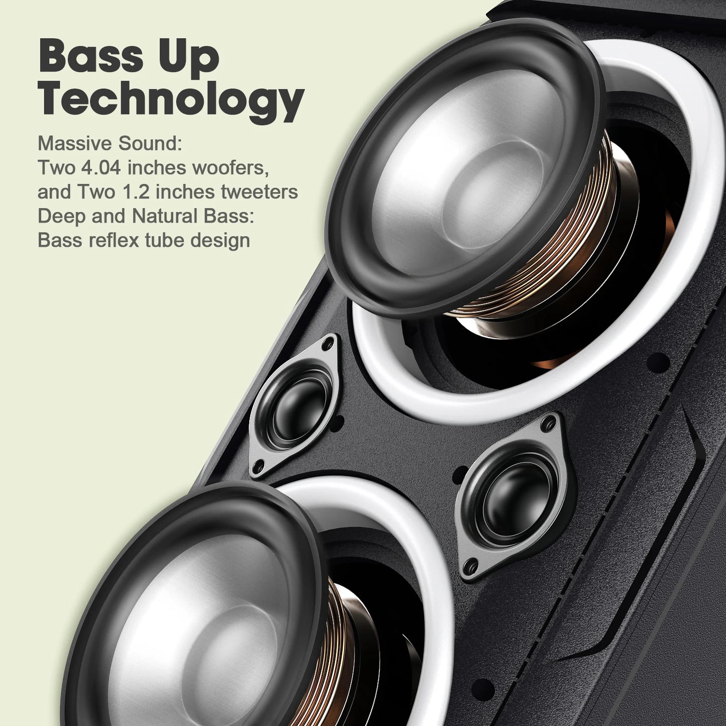 W-KING Altavoces portátiles para fiesta de 80W RMS Boombox inalámbrico Bluetooth/4 controladores (bajo de 2*4,04 pulgadas), altavoz grande con sonido enorme de 105dB