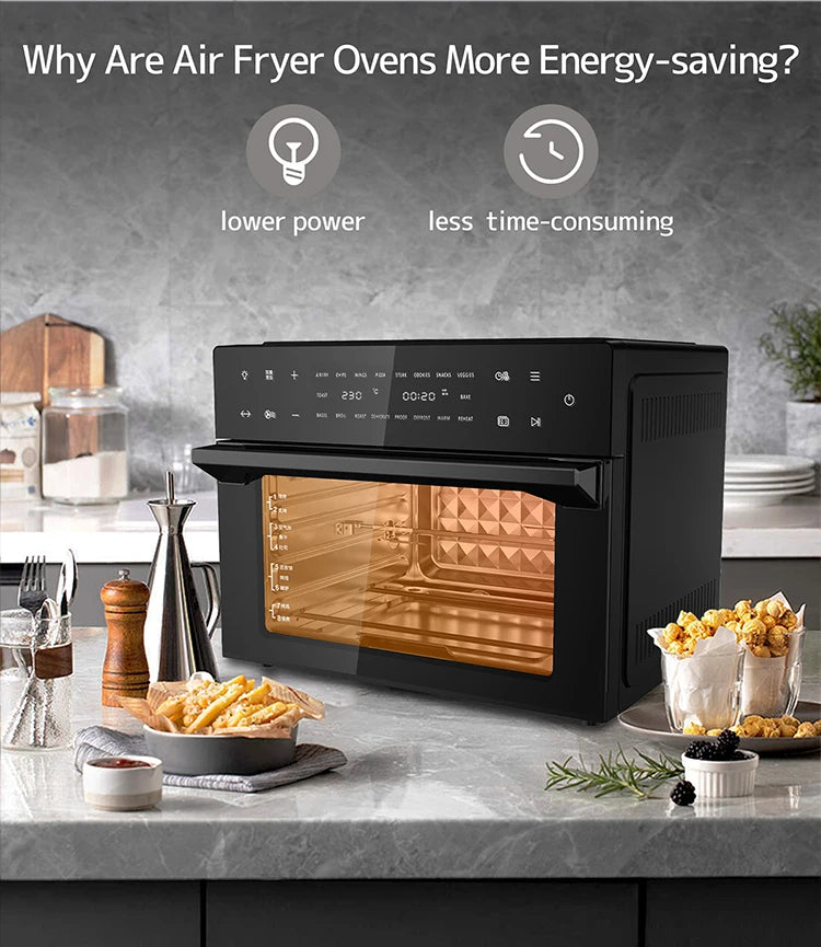 Horno freidora de aire 30L 1800W Cuerpo de acero inoxidable Funciones 18 en 1, freír, hornear, asar, deshidratar y recalentar | 18 preestablecidos | Asador y convección