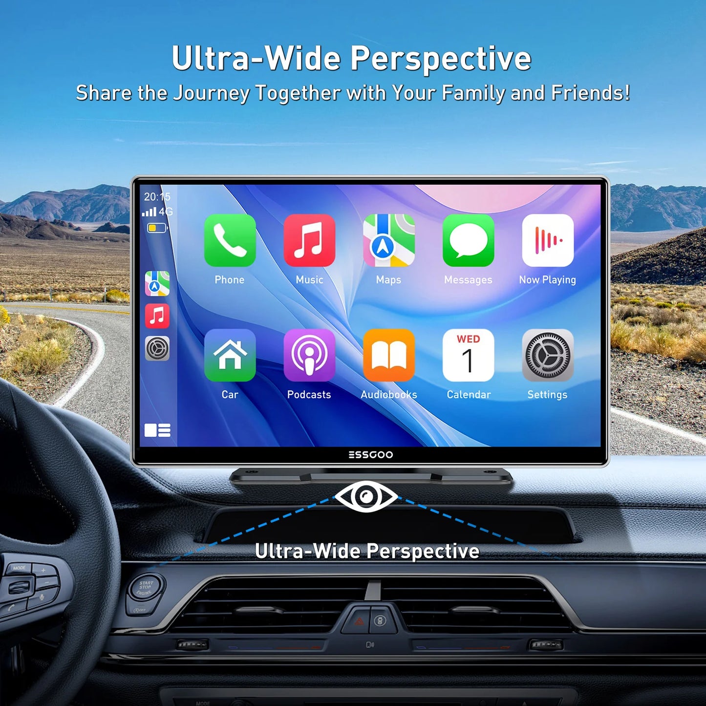 ESSGOO pantalla táctil de 9 pulgadas Radio estéreo portátil para coche inalámbrico Apple Carplay Android Auto USB TF Bluetooth Mirror Link