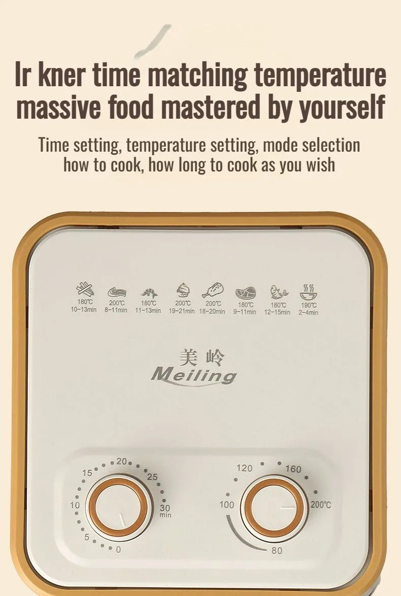 Freidora de aire de 3,2l, freidora eléctrica para cocinar, gran capacidad, máquina para freír francesa inteligente sin aceite, horno, cocina automática 360 ° Hornear
