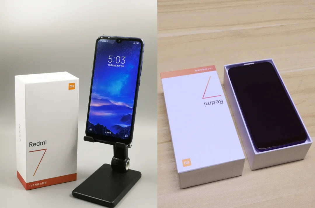 Teléfono móvil Xiaomi Redmi 7 con funda para teléfono, teléfono móvil Dual SIM Solt, teléfono móvil Android, cámara Dual, teléfono usado