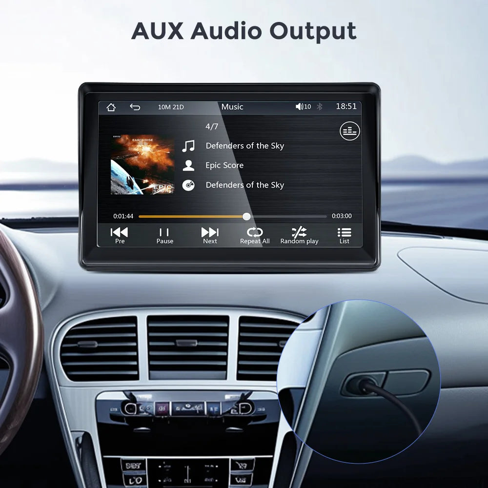 Reproductor Multimedia estéreo portátil para coche, Radio inalámbrica con Android, 7 pulgadas, transmisor FM, BT, WiFi, AUX, pantalla USB