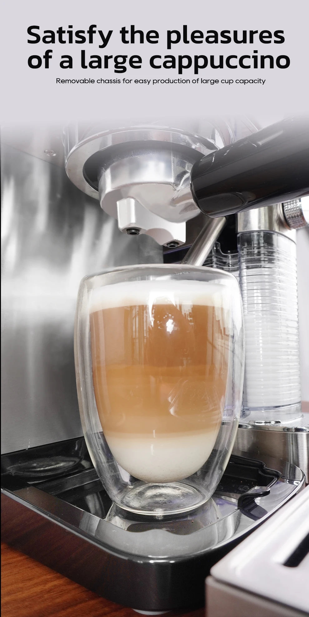 HiBREW-máquina de café expreso semiautomática 3 en 1, capuchino, Latte, espuma de leche automática, café molido, acero inoxidable H13A