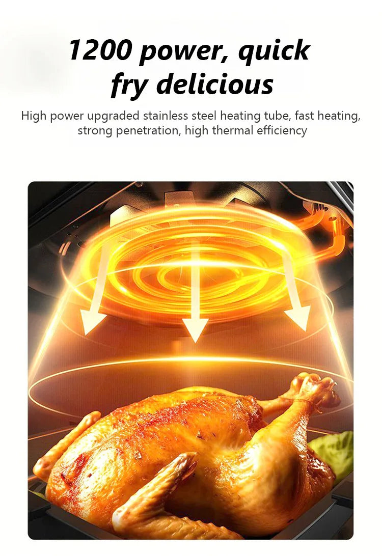 Freidora de aire de 3,2l, freidora eléctrica para cocinar, gran capacidad, máquina para freír francesa inteligente sin aceite, horno, cocina automática 360 ° Hornear