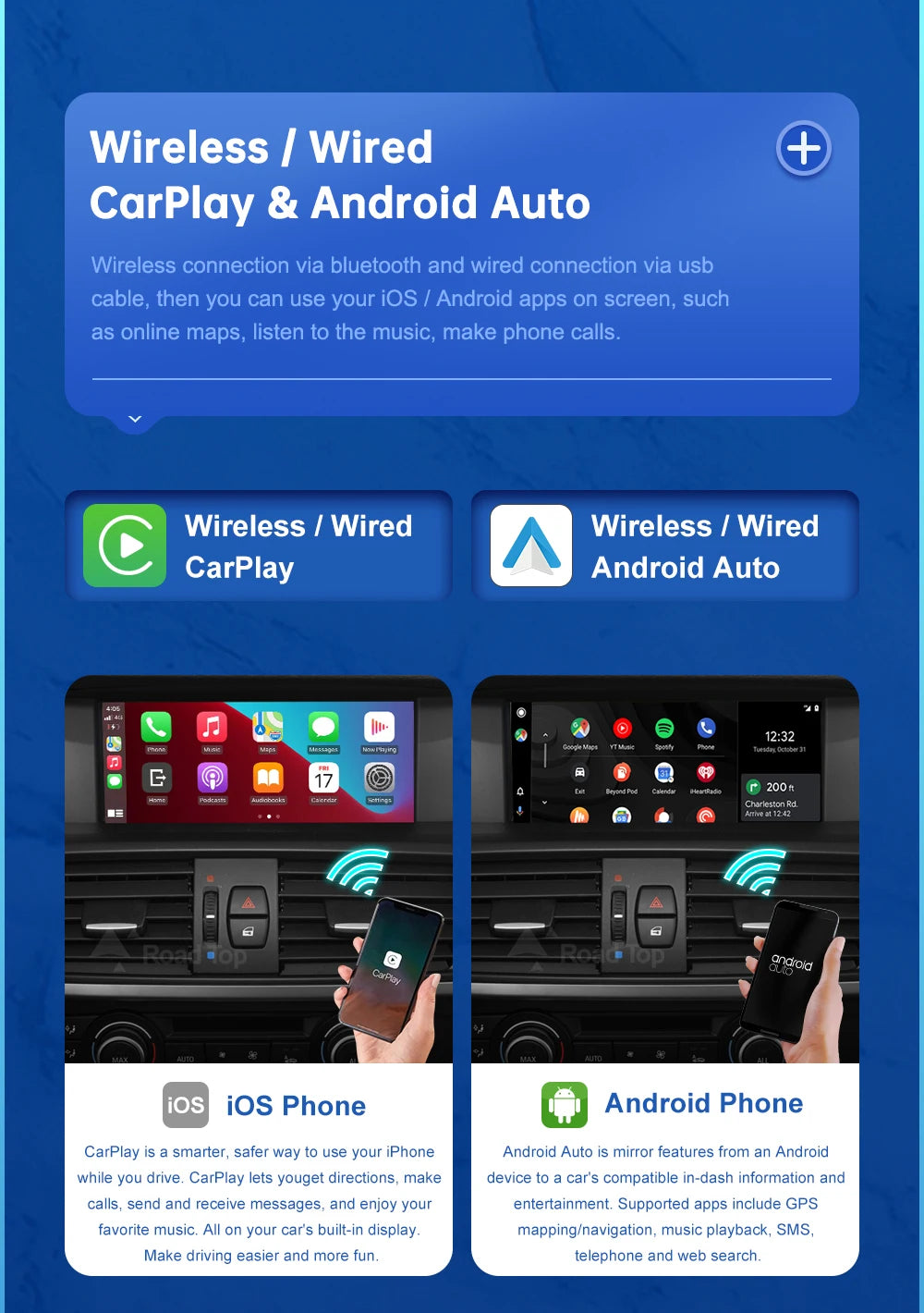 Android inalámbrico para coche BMW X3 X4 Series F25 F26 F01 CIC NBT EVO 2011-2020 interfaz Carplay enlace de espejo Air Play