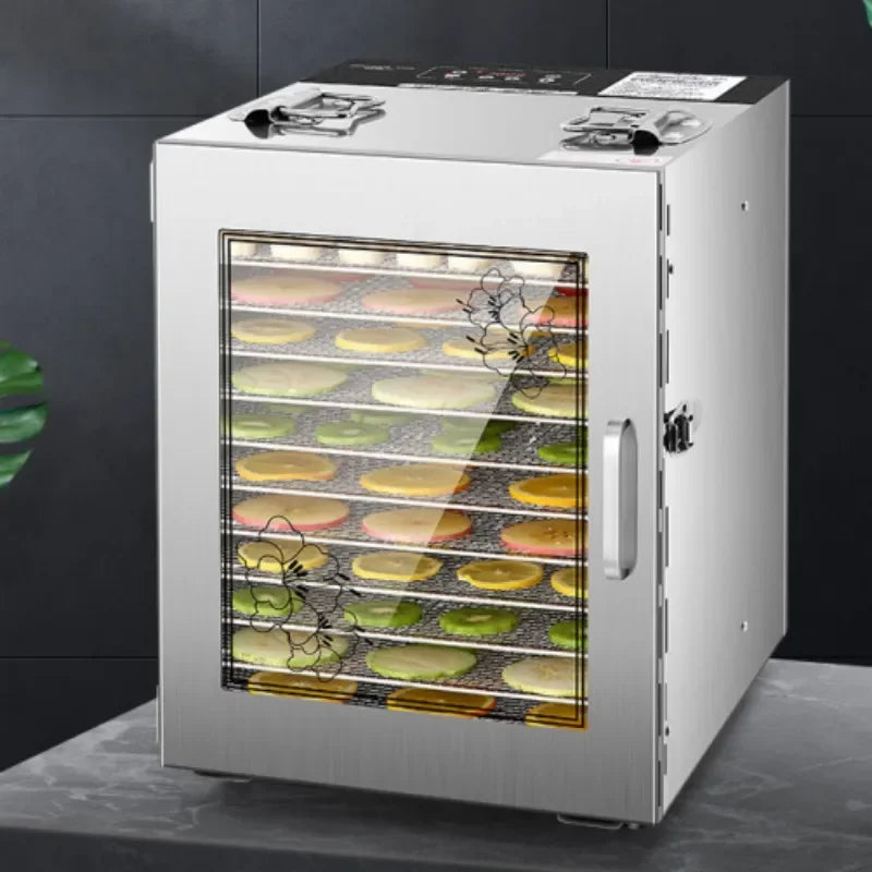Freidora de aire de 12 capas, máquina secadora de frutas para uso comercial en el hogar, aperitivos pequeños de morera para mascotas, carne, verduras, pescado seco, deshidratador de alimentos