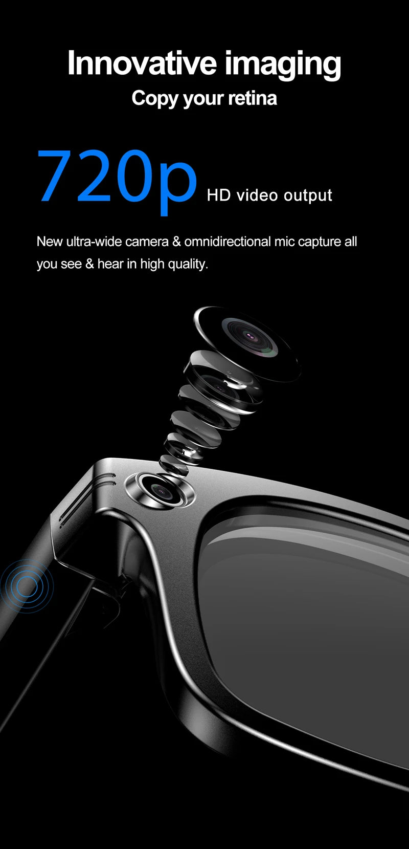 Gafas inteligentes Xiaomi para grabar vídeos, reconocimiento de fotos Ai, traducción de respuesta, batería grande, gafas Bluetooth impermeables Ip65
