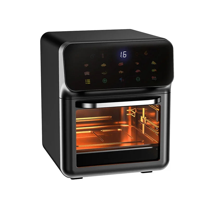 Freidoras de aire eléctricas de gran capacidad de 10L, cocina doméstica automática sin aceite 360 ° Horno de convección para hornear freidora sin aceite