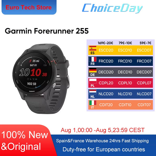 Garmin-reloj inteligente Forerunner 255, dispositivo deportivo resistente al agua 5ATM