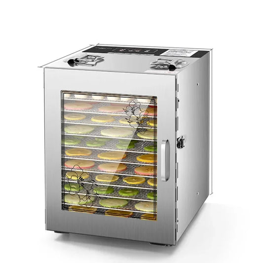 Freidora de aire de 12 capas, máquina secadora de frutas para uso comercial en el hogar, aperitivos pequeños de morera para mascotas, carne, verduras, pescado seco, deshidratador de alimentos