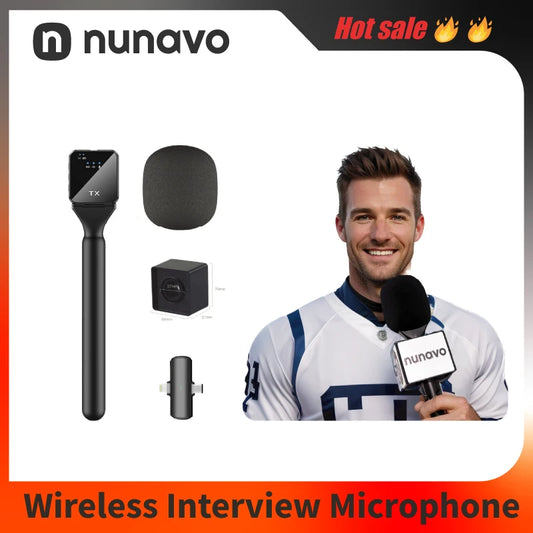 NUNAVO Microfono inalambricos entrevista profesional micrófono inalámbrico micrófono mango adaptador micrófono adaptador de mano teléfono inteligente