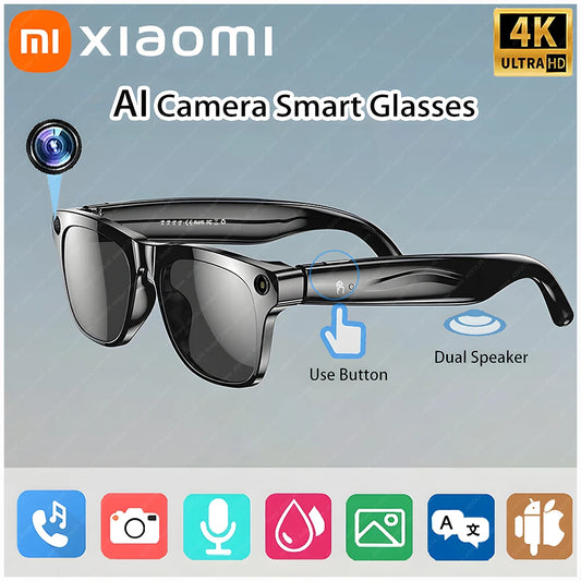 Xiaomi 4K HD AI gafas inteligentes con cámara Bluetooth llamada asistente de voz traducción Control táctil reproductor de música gafas impermeables