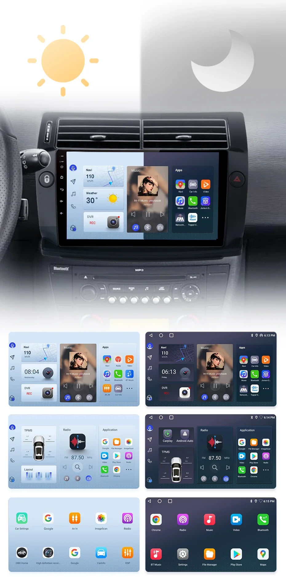 Junsun Android inalámbrico CarPlay Auto Radio de coche para Citroen C4 c-triomphe c-quatre 2004-2009 sistemas inteligentes DSP SWC RDS GPS
