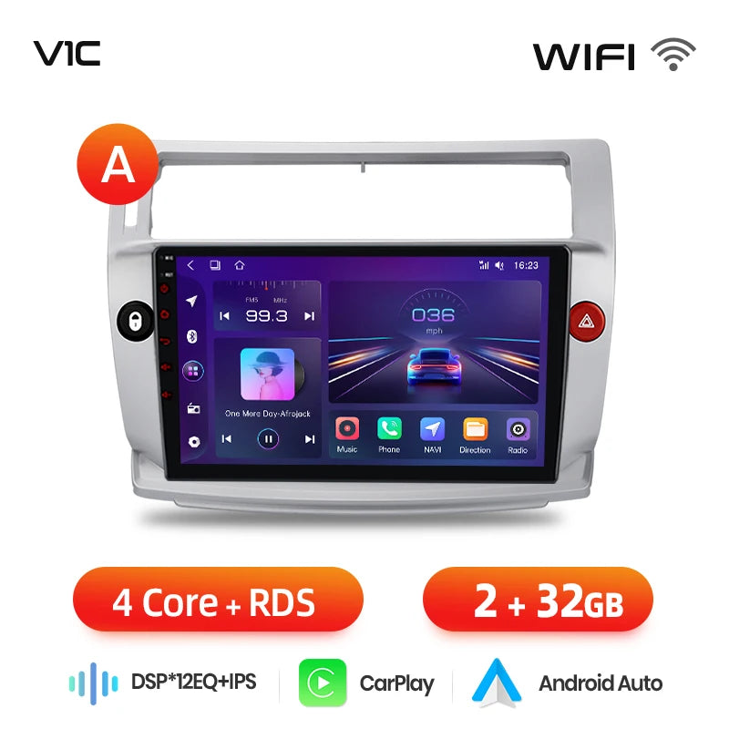 Junsun Android inalámbrico CarPlay Auto Radio de coche para Citroen C4 c-triomphe c-quatre 2004-2009 sistemas inteligentes DSP SWC RDS GPS