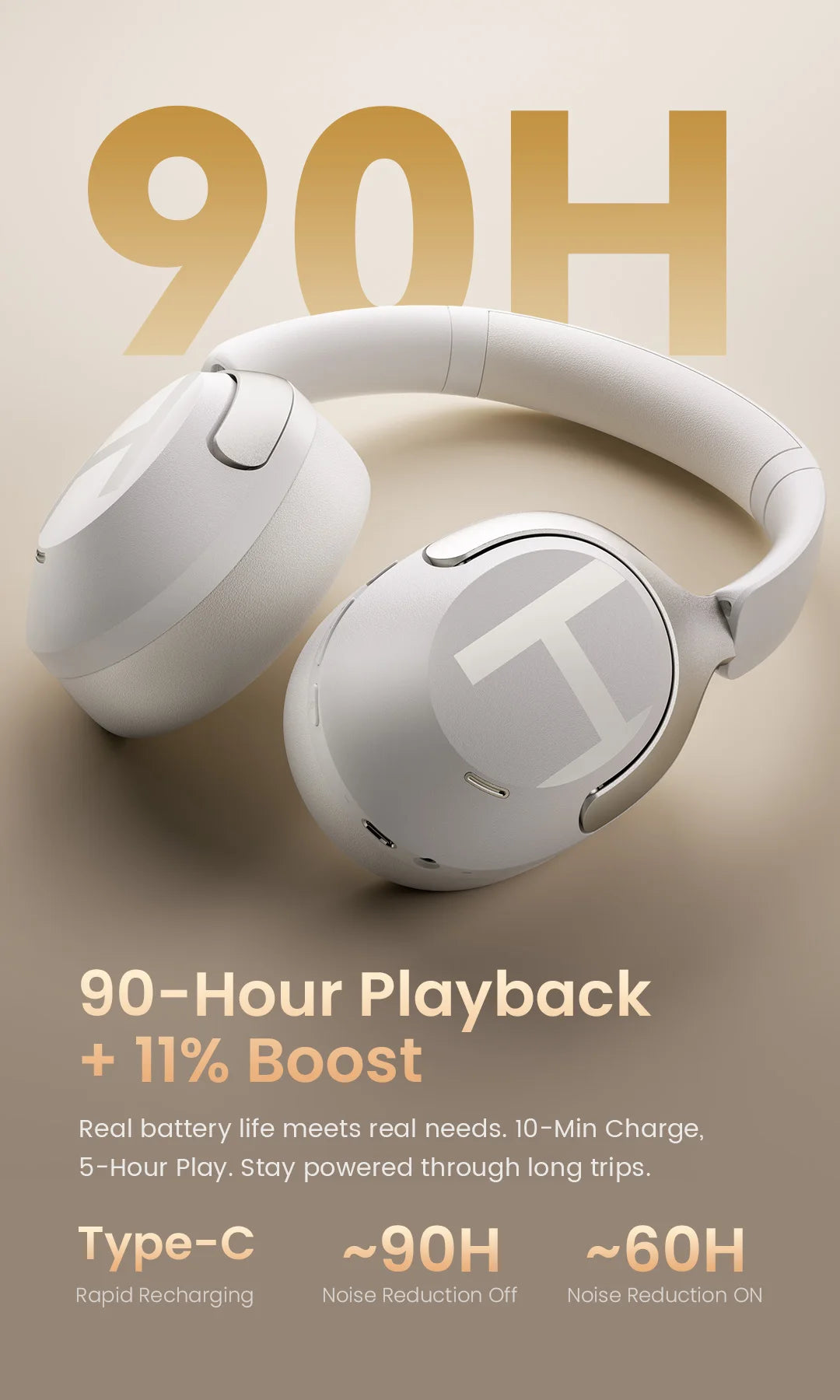 HAYLOU S40 ANC auriculares inalámbricos 50dB cancelación de ruido auriculares de Audio espacial 3D de alta resolución con LDAC Bluetooth 6,0 auriculares sobre la oreja