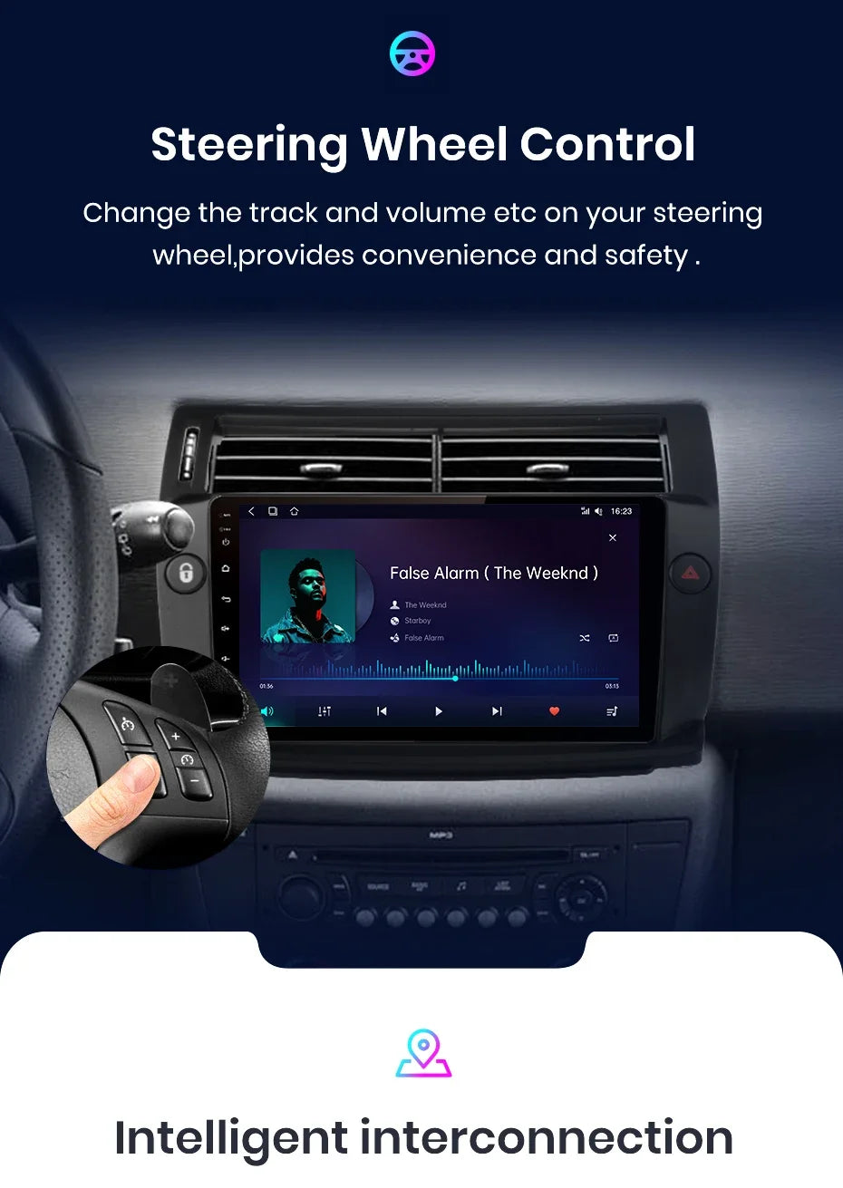 Junsun Android inalámbrico CarPlay Auto Radio de coche para Citroen C4 c-triomphe c-quatre 2004-2009 sistemas inteligentes DSP SWC RDS GPS