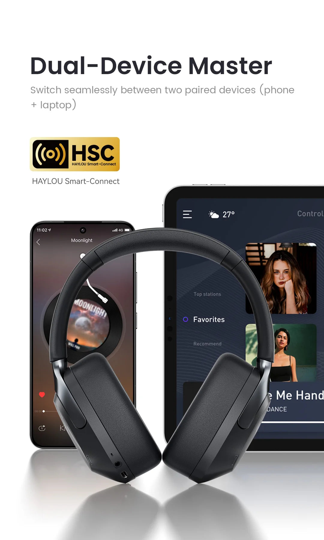 HAYLOU S40 ANC auriculares inalámbricos 50dB cancelación de ruido auriculares de Audio espacial 3D de alta resolución con LDAC Bluetooth 6,0 auriculares sobre la oreja