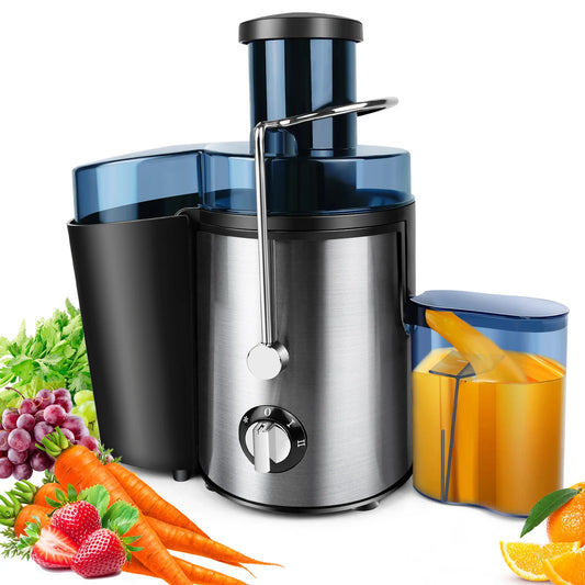 DayPlus Exprimidor, exprimidor centrífuga 900w de frutas y verduras enteras, exprimidor de 2 velocidades de 65 mm de ancho, 500ml