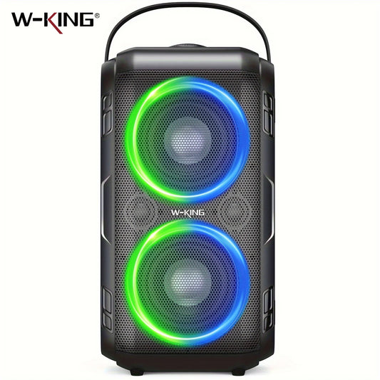 W-KING Altavoces portátiles para fiesta de 80W RMS Boombox inalámbrico Bluetooth/4 controladores (bajo de 2*4,04 pulgadas), altavoz grande con sonido enorme de 105dB