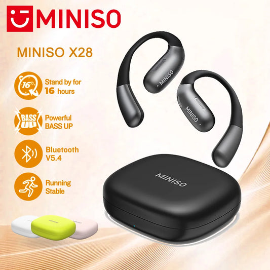 [Auricular traductor AI] auriculares inalámbricos MINISO X28 Bluetooth 5,4 HiFi IPX5 impermeable deportes graves potentes 16H de duración de la batería