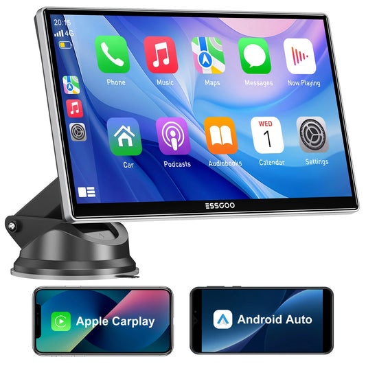 ESSGOO pantalla táctil de 9 pulgadas Radio estéreo portátil para coche inalámbrico Apple Carplay Android Auto USB TF Bluetooth Mirror Link