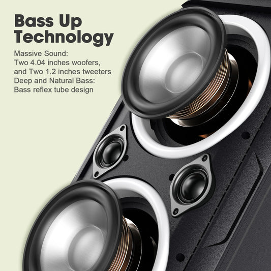 W-KING Altavoces portátiles para fiesta de 80W RMS Boombox inalámbrico Bluetooth/4 controladores (bajo de 2*4,04 pulgadas), altavoz grande con sonido enorme de 105dB