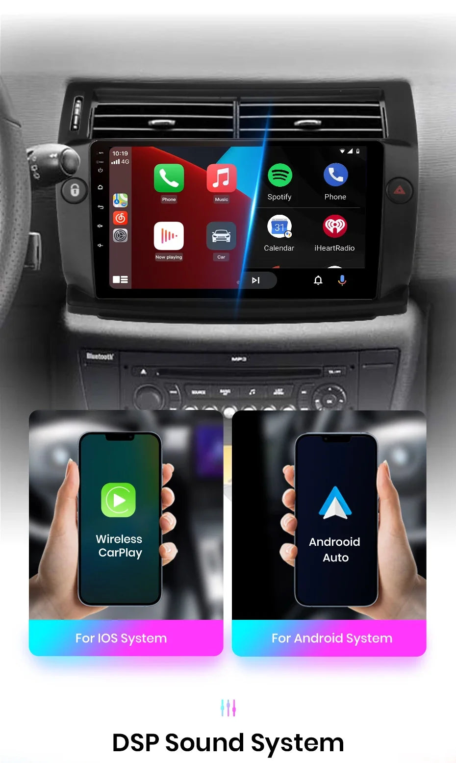 Junsun Android inalámbrico CarPlay Auto Radio de coche para Citroen C4 c-triomphe c-quatre 2004-2009 sistemas inteligentes DSP SWC RDS GPS