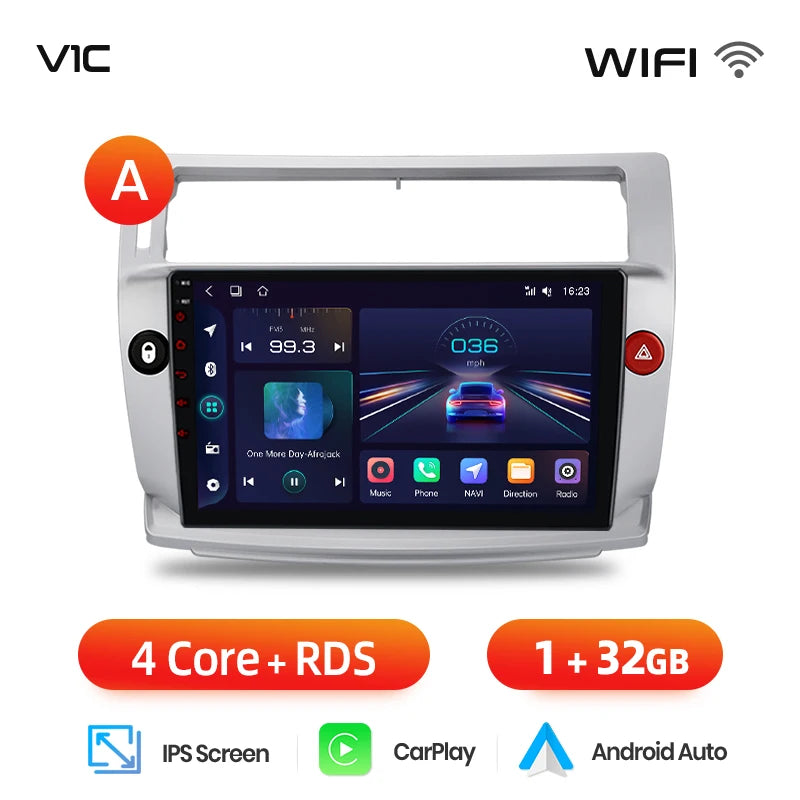 Junsun Android inalámbrico CarPlay Auto Radio de coche para Citroen C4 c-triomphe c-quatre 2004-2009 sistemas inteligentes DSP SWC RDS GPS