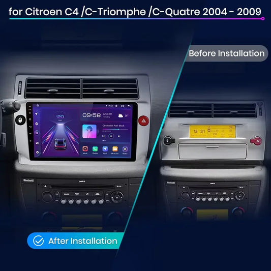 Junsun Android inalámbrico CarPlay Auto Radio de coche para Citroen C4 c-triomphe c-quatre 2004-2009 sistemas inteligentes DSP SWC RDS GPS