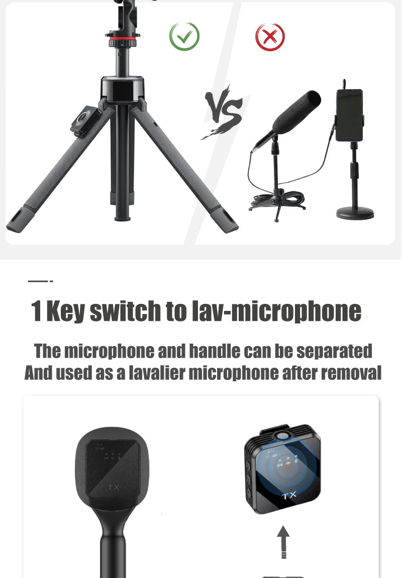 NUNAVO Microfono inalambricos entrevista profesional micrófono inalámbrico micrófono mango adaptador micrófono adaptador de mano teléfono inteligente