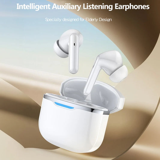 2025 Nuevos auriculares Bluetooth de escucha auxiliar inteligente Auriculares intrauditivos portátiles recargables con reducción de ruido Regalos para personas mayores